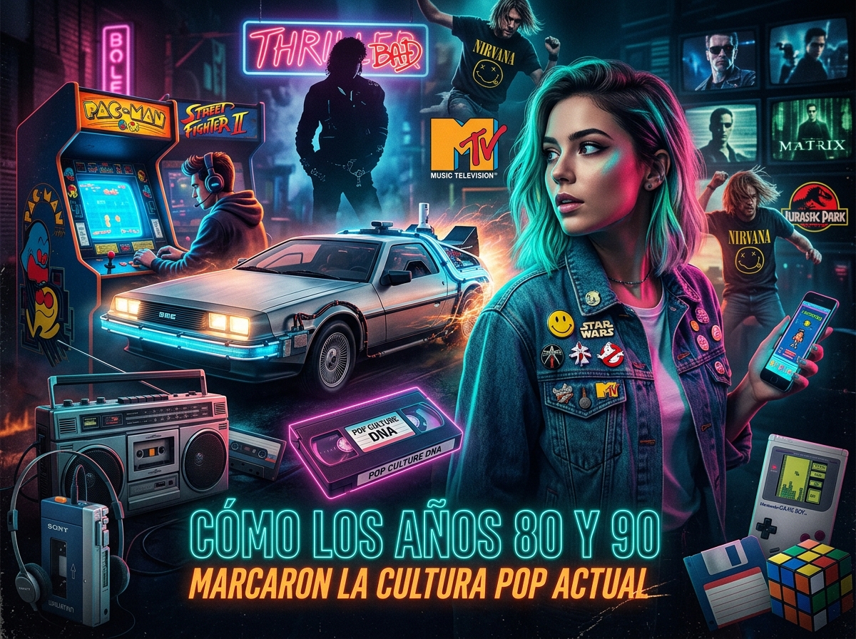 Detalles visuales de Cómo los Años 80 y 90 Marcaron la Cultura Pop Actual