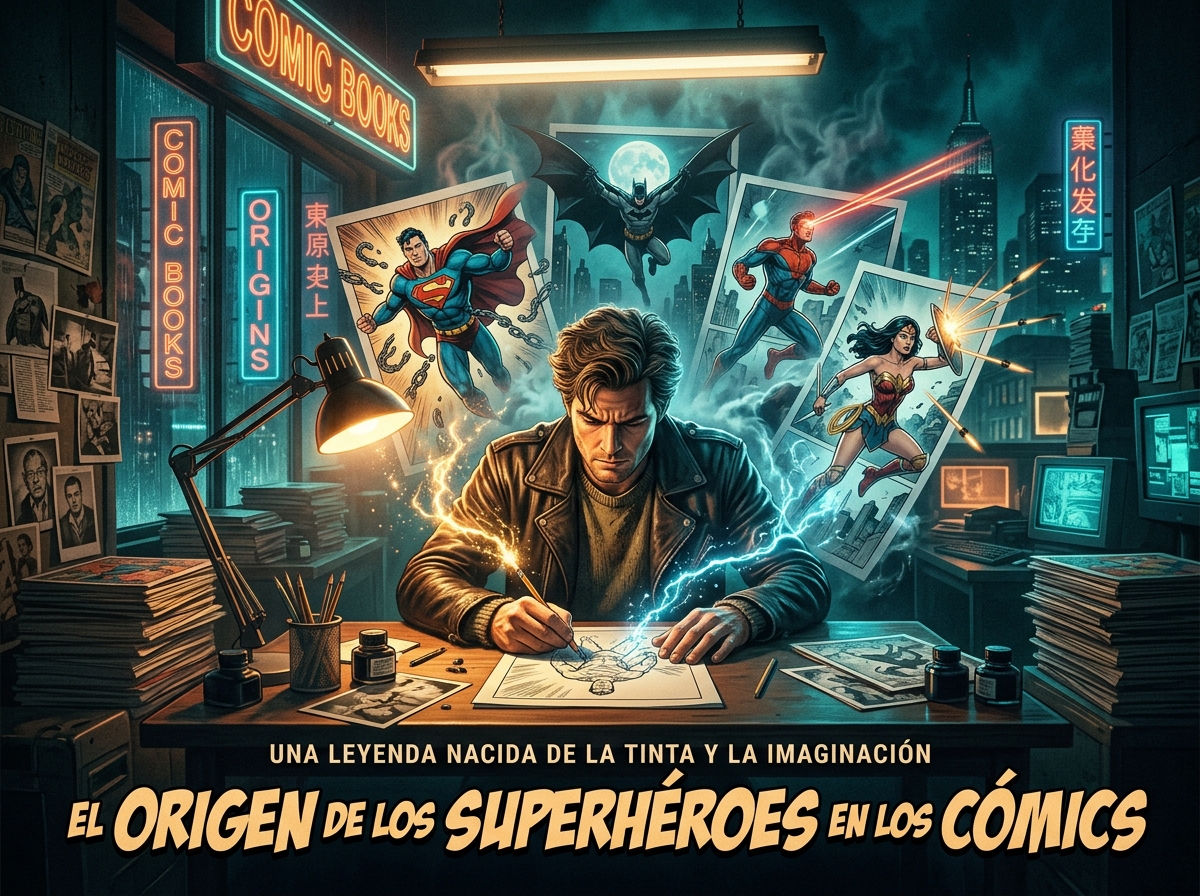 Detalles visuales de El Origen de los Superhéroes en los Cómics